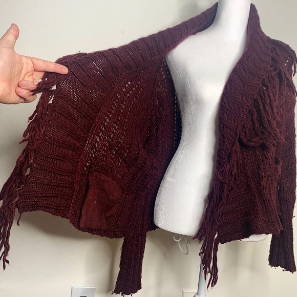 Pete & Greta Johnny Was Wool Blend Brand Knit Fringe Sweater Cardigan Size M - Picture 4 of 10